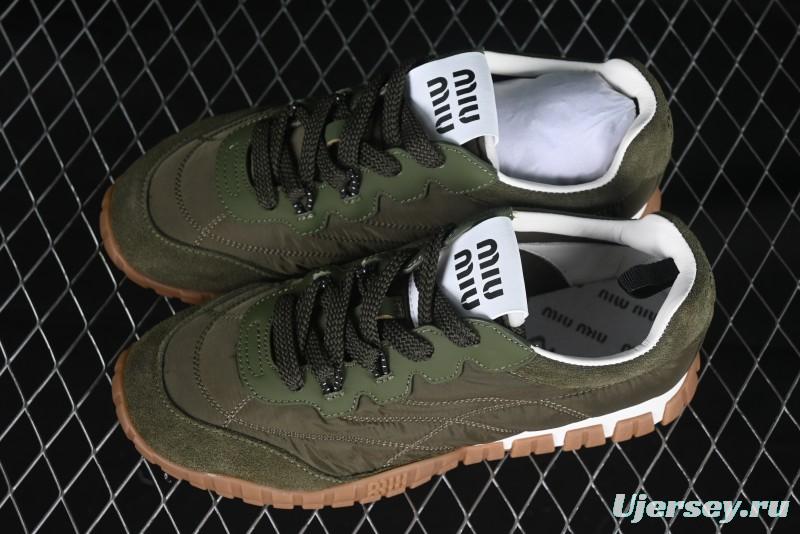 Miu Miu Suede Round Toe Lace-Up Low Top Women's Casual Shoes - 99D4