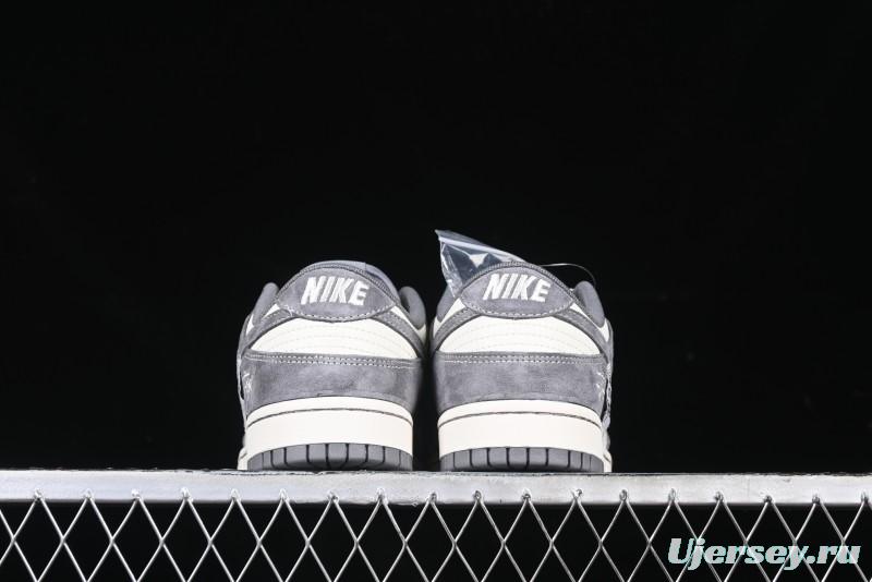 Nike SB Dunk Low Stussy Anniversary Edition Patchwork Grey Swoosh Customized Casual Skate Shoes - YX5066-221