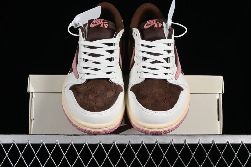 Nike Travis Scott x Air Jordan 1 Low OG AJ1 Reverse Swoosh Sneakers - DZ4137-206