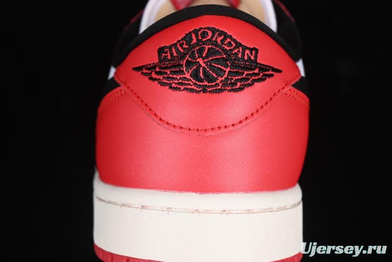 Nike Air Jordan 1 Low AJ1 White Red Black Hook Casual Sneakers - HQ6998-600