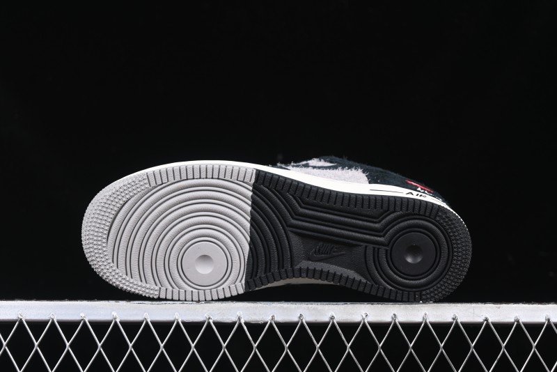 Nike Air Force 1 '07 Low Stussy Collaboration Black Grey Outsole Low-Top Casual Sneakers - SJ6698-017