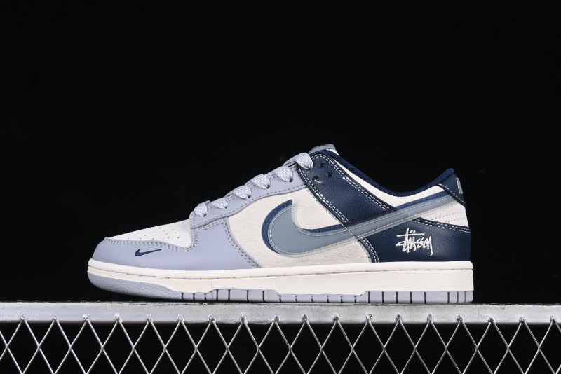 Nike SB Dunk Low Stussy Collaboration Shadow Blue Hook Anniversary High-End Custom Low-Top Casual Sneakers - DM6868-019