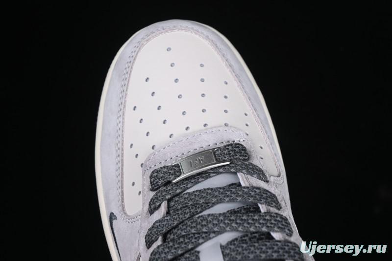 Nike Air Force 1 '07 Low Stussy Collaboration Grey Swoosh Casual Sneakers - XZ6188-911