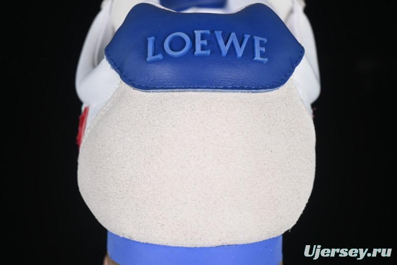 Loewe Ballet Runner 2.0 Sneakers Retro Style Low-Profile Casual Sports Shoes with Asymmetric Toe Design - White Blub