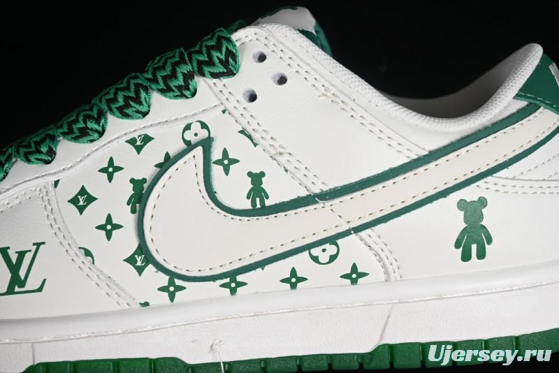 Nike SB Dunk Low LV Collaboration - Beige Green Violent Bear Anniversary High-End Custom Low-Top Casual Skate Shoes - SJ2068-241