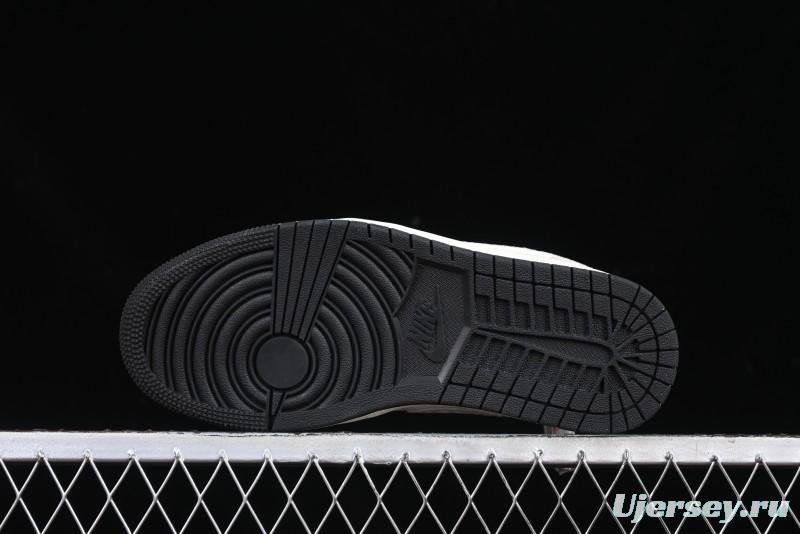 Nike Air Jordan 1 Low Retro Basketball Shoes - Stussy Grey Snake Custom - FC1688-200