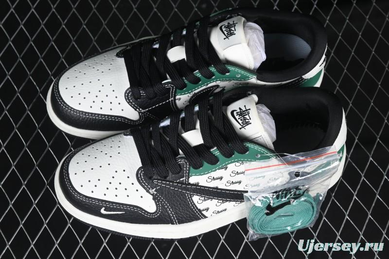 Nike Travis Scott x Fragment Design x Air Jordan 1 Low OG SP AJ1 Stussy Collaboration - Black Green - AG3702-805