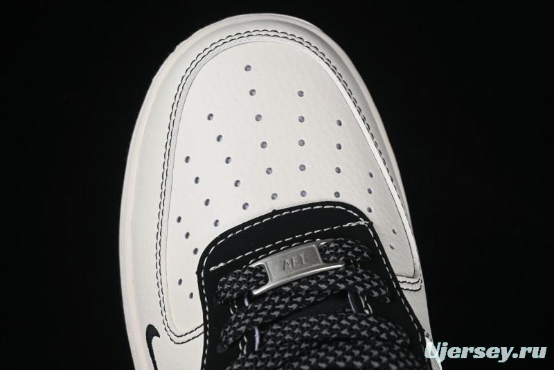 Nike Air Force 1 '07 Low Stussy Collaboration Black Stitch Red Swoosh Casual Sneakers - XS1958-518