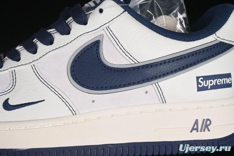 Nike Air Force 1 '07 Low Supreme Collaboration Navy Blue Line Low-Top Casual Sneakers - XZ6188-019