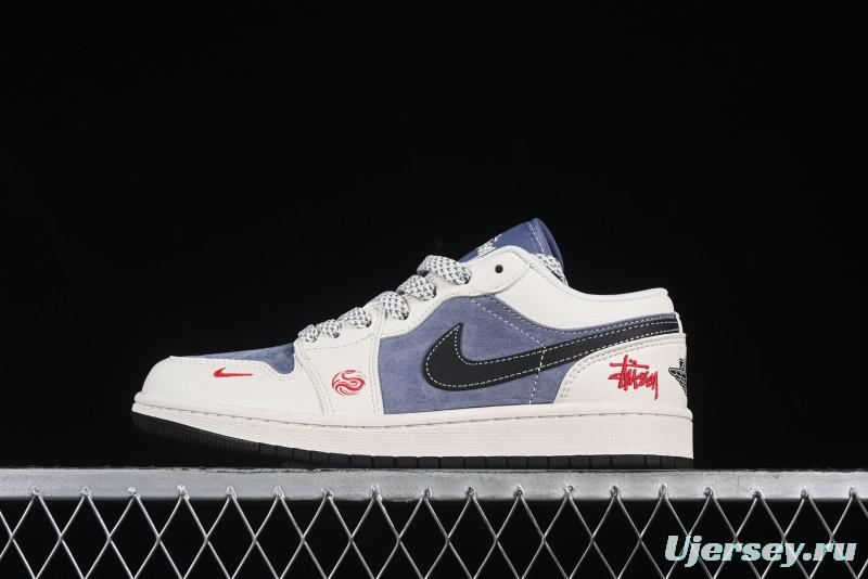 Nike Air Jordan 1 Low AJ1 Stussy Snake Year Limited Edition Retro Basketball Shoes - XX3318-517