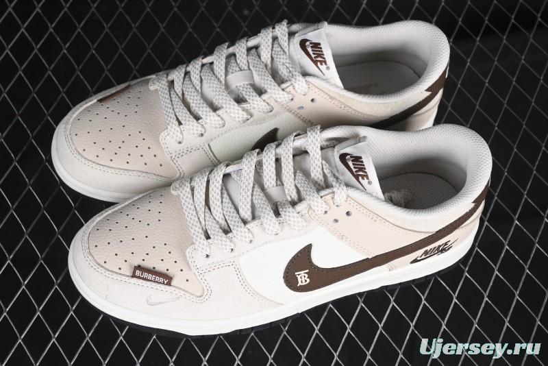 Nike SB Dunk Low Burberry Collaboration Patch Brown Swoosh Anniversary Custom Low-Top Casual Skate Shoes - DJ2024-088