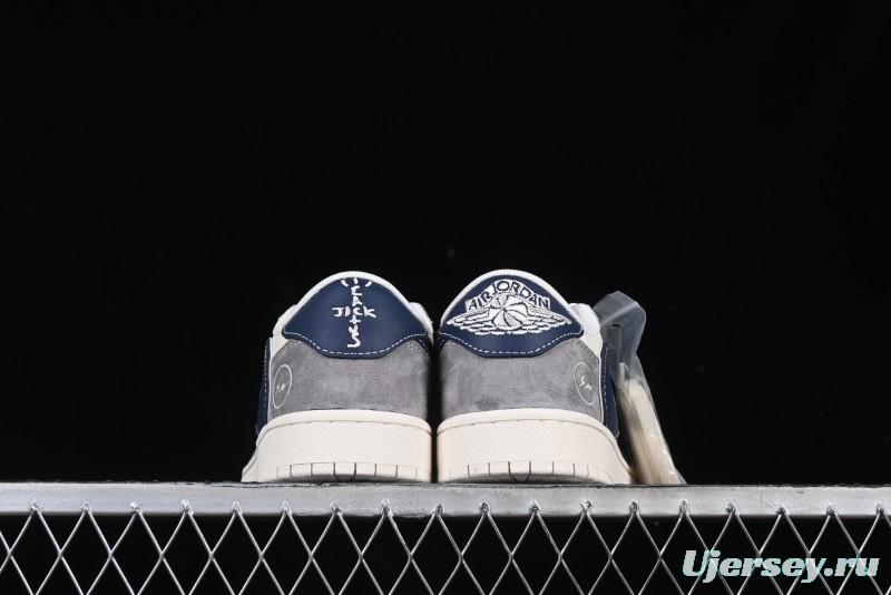 Nike Travis Scott x Fragment Design x Air Jordan 1 Low OG SP AJ1 Retro Sneakers with Reverse Swoosh - CF3688-066