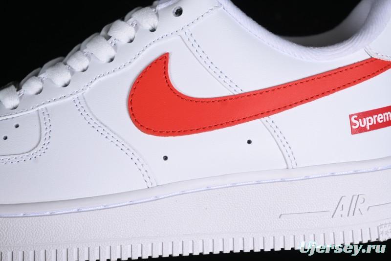 Nike Supreme x Air Force 1 '07 Low White Red Collaboration Casual Sneakers - CU9225-101