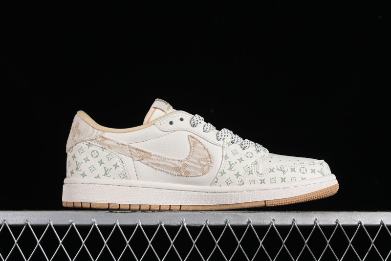 Nike Air Jordan 1 Low OG SP Travis Scott x Fragment Design Retro Sneakers with Reverse Swoosh - SJ2068-006