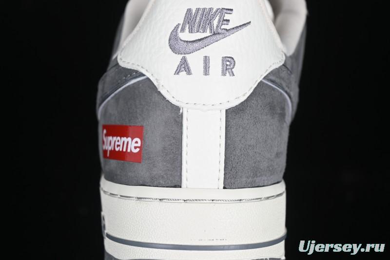 Nike Air Force 1 '07 Low Supreme Collaboration Grey Swoosh Red Tab Low-Top Casual Sneakers - CH6336-510