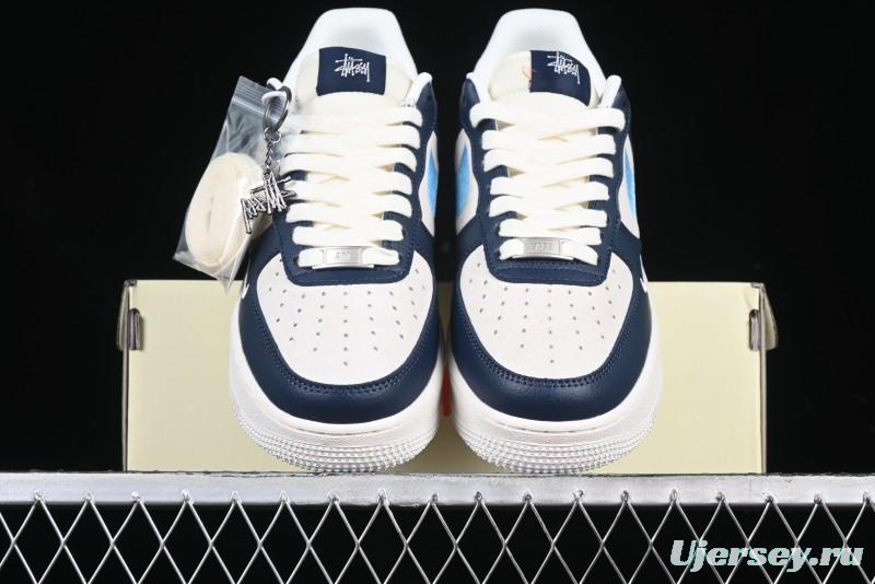 Nike Air Force 1 '07 Low Stussy Collaboration Green Embroidered Swoosh Custom Casual Sneakers - DM6688-021