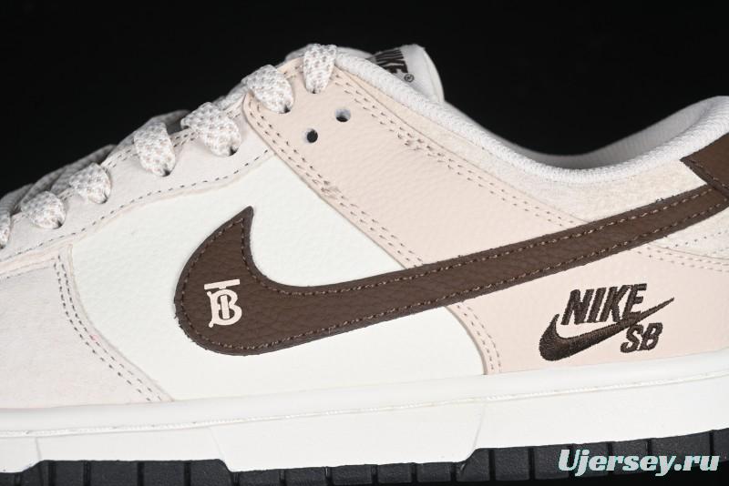 Nike SB Dunk Low Burberry Collaboration Patch Brown Swoosh Anniversary Custom Low-Top Casual Skate Shoes - DJ2024-088