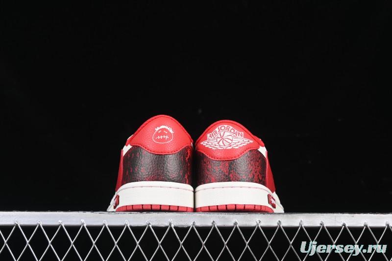 Nike Travis Scott x Fragment Design x Air Jordan 1 Low OG SP AJ1 Supreme Collaboration China Red Low-Top Casual Sneakers - DM7866-076