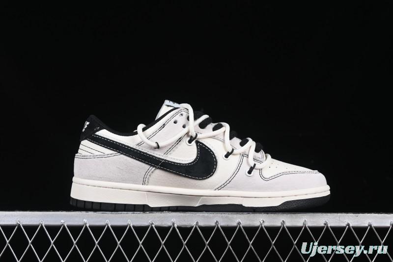 Nike SB Dunk Low Stussy Collaboration Anniversary Edition Lace-Up Beige Grey Black Swoosh Low-Top Casual Skate Shoes - YX5066-242