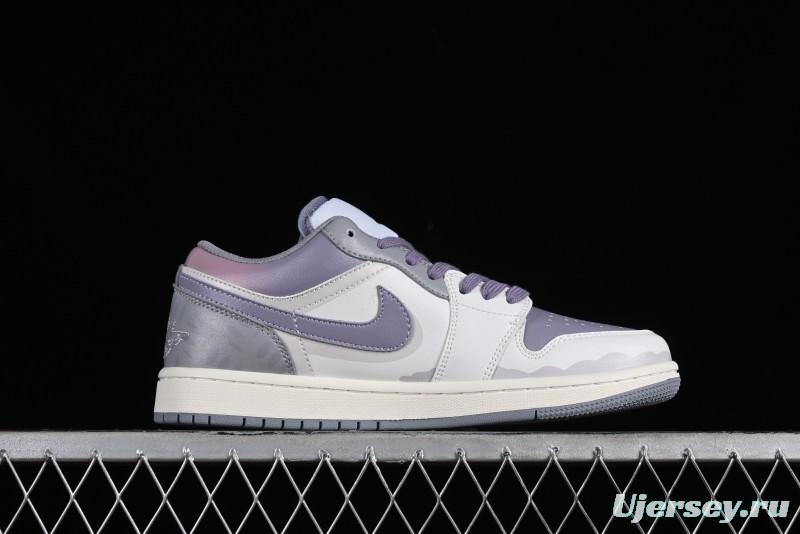 Nike Air Jordan 1 Low AJ1 Retro Basketball Shoes with Panda Mischief Modern Floral Design - 553560-053