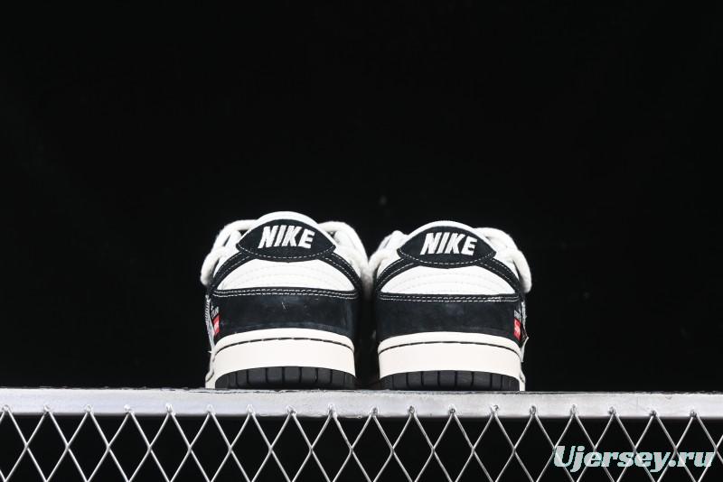 Nike SB Dunk Low Supreme x Stone Island Triple Collaboration Strap Patch Black Swoosh Anniversary Custom Low-Top Casual Skate Shoes - YX5066-202