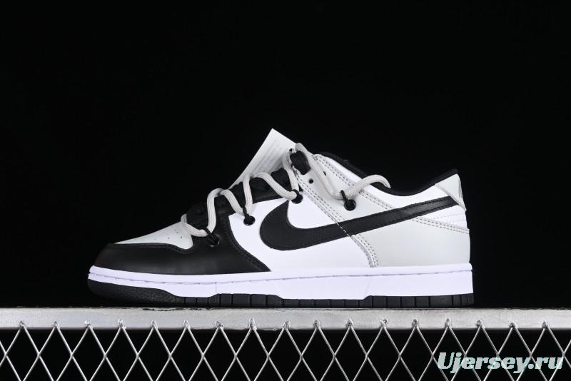 Nike Dunk Low Letter Panda Black Grey High Street Deconstructed SB Strap Low-top Casual Skate Shoes - CW1590-100