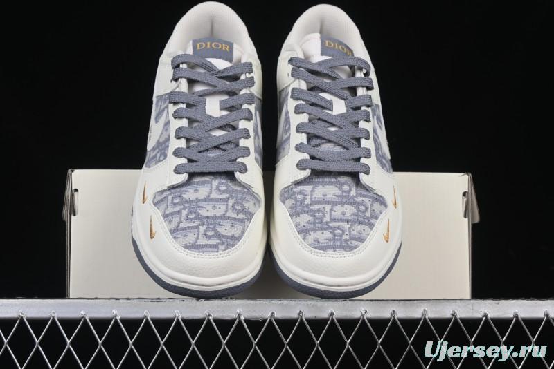 Nike SB Dunk Low Dior x Stone Island Triple Collaboration - Anniversary High-End Custom Low-Top Casual Sneakers - DM6868-043