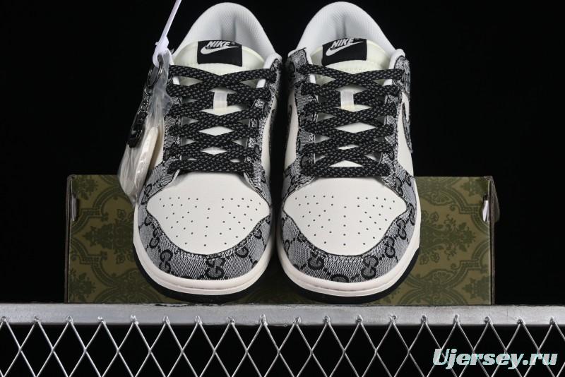Nike SB Dunk Low Gucci Collaboration - Grey Pattern Anniversary High-End Custom Low-Top Casual Skate Shoes - BB9676-311