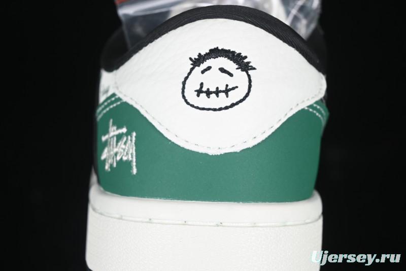 Nike Travis Scott x Fragment Design x Air Jordan 1 Low OG SP AJ1 Stussy Collaboration - Black Green - AG3702-805