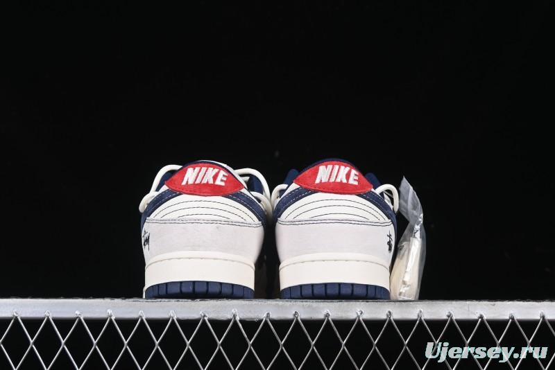 Nike SB Dunk Low Stussy Anniversary Edition High-End Custom Sneakers with Lace-Up Design in Grey White and Navy - YX5066-240