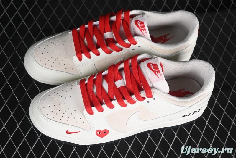 Nike SB Dunk Low Comme des Garcons Play Heart White Anniversary Custom Low-Top Casual Skate Shoes - DJ2024-052