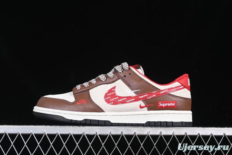 Nike SB Dunk Low Supreme Collaboration Letter Red Hook Anniversary High-End Custom Low-Top Casual Skate Shoes - DJ2024-096