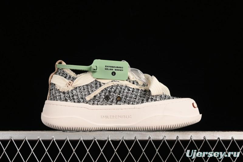SMILEREPUBLIC SMILE Canvas Sneakers with Cut Wool Fringe and Unique Weaving - G.D4