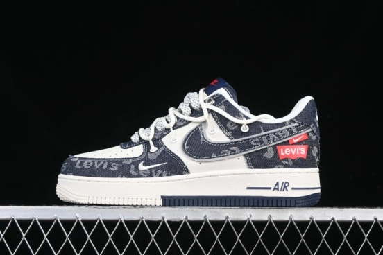 Nike Air Force 1 '07 Low Levi's Collaboration Light Blue Denim Drawstring Casual Sneakers - SJ1198-900