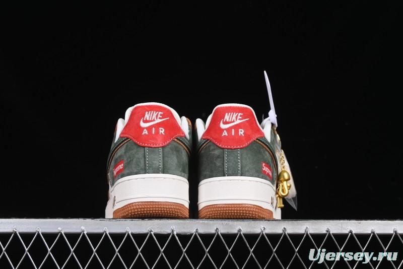 Nike Air Force 1 '07 Low Supreme Year of the Snake Limited Edition Green Brown Double Swoosh Casual Sneakers - DM6688-025