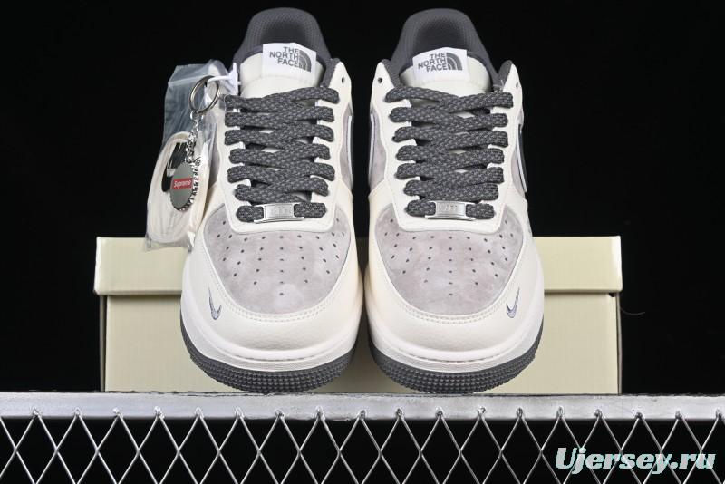 Nike Air Force 1 '07 Low Supreme Collaboration Custom Casual Sneakers with Grey Swoosh - DM6688-056