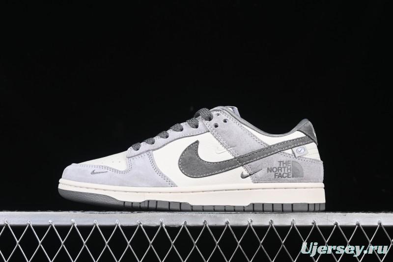 Nike SB Dunk Low The North Face Collaboration Double Swoosh Grey Pigskin Anniversary Edition Custom Low-Top Casual Skate Shoes - XX3168-009