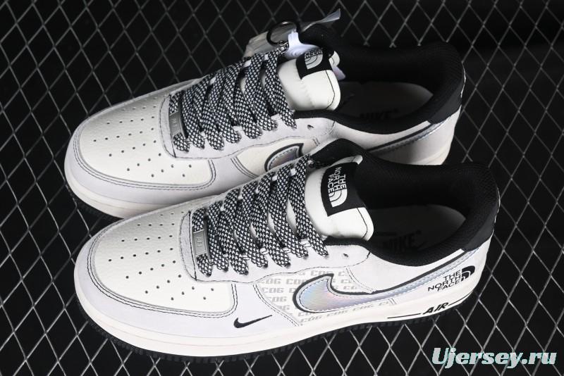 Nike Air Force 1'07 Low The North Face Collaboration - Grey Black Reflective Swoosh Casual Sneakers - DM6688-007