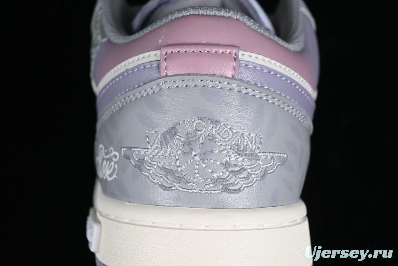 Nike Air Jordan 1 Low AJ1 Retro Basketball Shoes with Panda Mischief Modern Floral Design - 553560-053