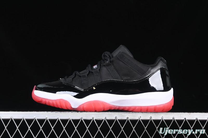 Nike Air Jordan 11 Low Bred Basketball Shoes with Patent Leather and Carbon Fiber - FV5104-006