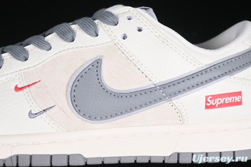 Nike SB Dunk Low Supreme Collaboration Grey Swoosh Double Mini Swoosh Anniversary Custom Low-Top Casual Sneakers - XX2025-688