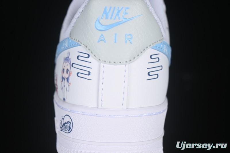 Nike Air Force 1 '07 Low Casual Sneakers with Erciyuan Hand-Painted Graffiti Lingzhu Aobing Design - HF0022-010