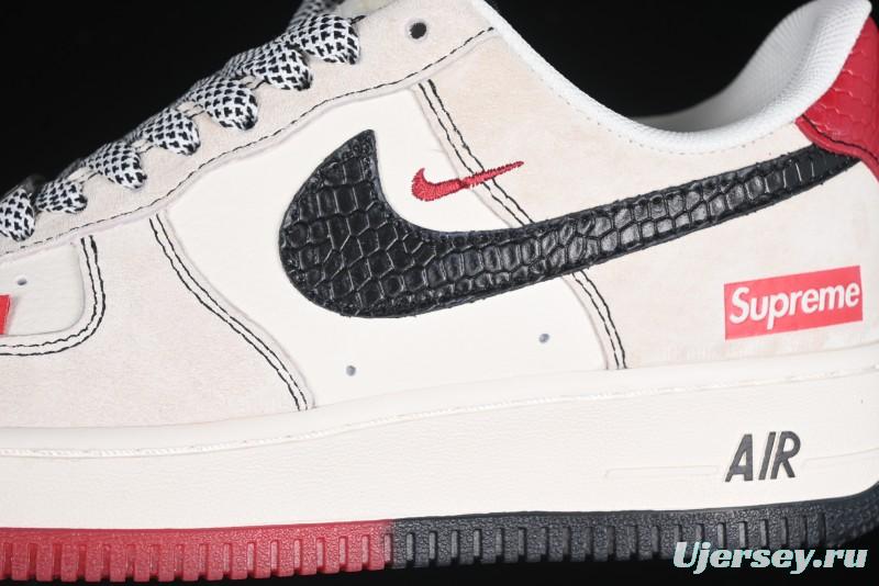 Nike Air Force 1 '07 Low Supreme Snake Year Limited Edition Black Snake Swoosh Low-Top Casual Sneakers - HH7518-033