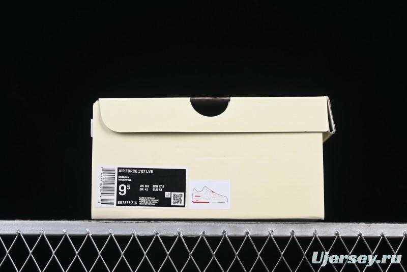 Nike Air Force 1 '07 Low Supreme Collaboration Beige Red Color Block Low-Top Casual Sneakers - BB7577-216