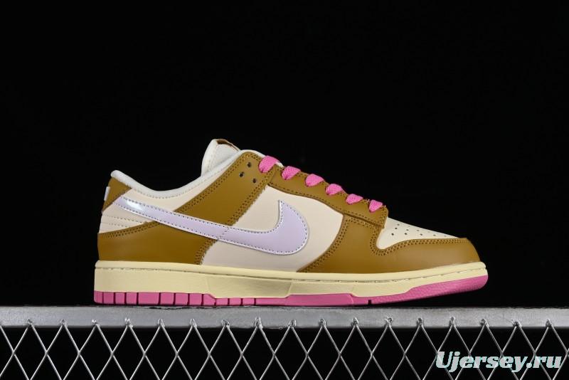 Nike Dunk Low "Just Do It" SB Low-Top Casual Skate Shoes in Coconut Milk and Pink - FD8683-700