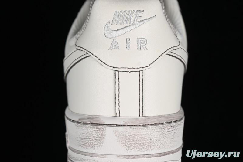 Nike Air Force 1 '07 Low Casual Sneakers with Hemp Rope Laces and Distressed Design - 315122-333