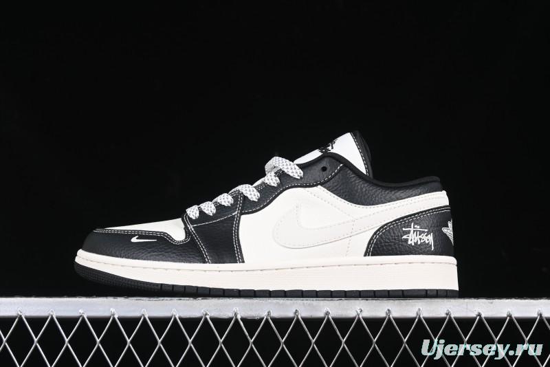 Nike Air Jordan 1 Low AJ1 Stussy White Black Leather Retro Basketball Shoes - XX3318-507