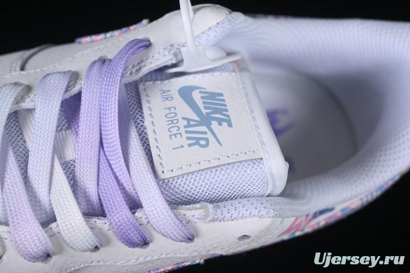 Nike Air Force 1 '07 Low Double Hearts Casual Sneakers with Hand-Drawn Anime Doodle and Pink Blue Hearts - CZ0377-002