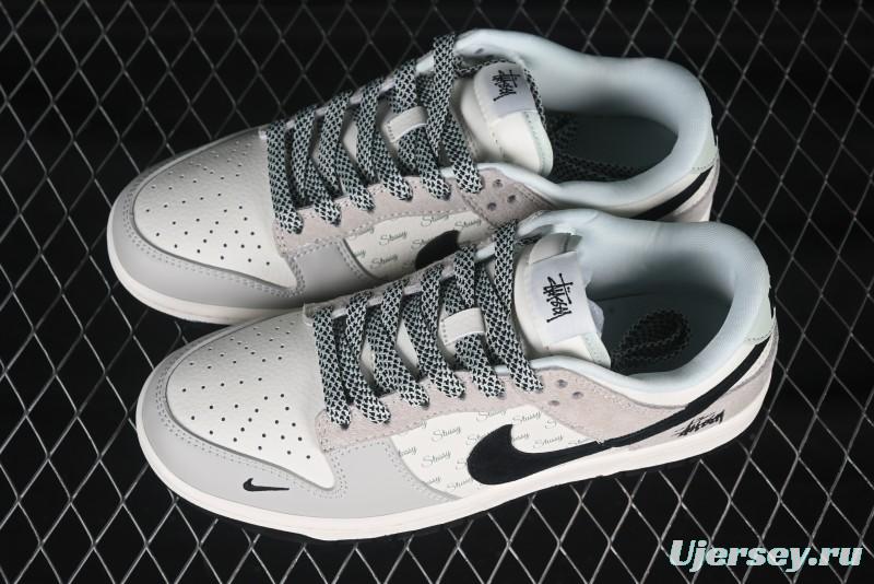 Nike SB Dunk Low Stussy Collaboration Green Tail Small Black Hook Anniversary High-End Custom Low-Top Casual Skate Shoes - XX2025-901