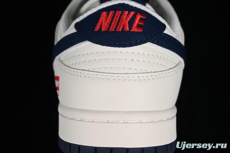 Nike Supreme x SB Dunk Low Balenciaga Collaboration - Off White Blue Canvas Anniversary High-End Custom Low-Top Casual Sneakers - XX2025-310